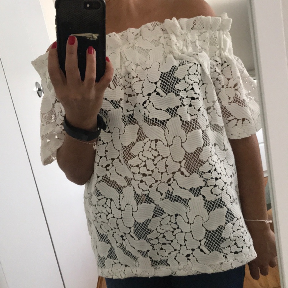 White lace shirt